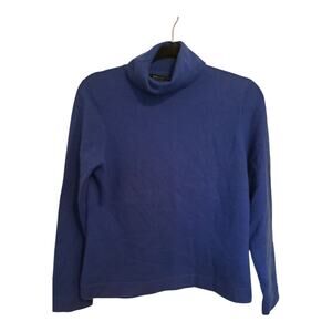 Jones New York Collection Cashmere Sweater Womens Petite Medium Turtleneck Blue